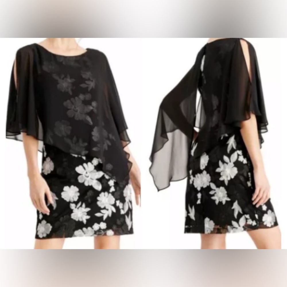CONNECTED APPAREL size 8 Elegant Black Floral Women's Dress. NWT!